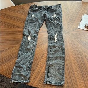 Flying Monkey Gray Skinny Jeans with Modern Distressing